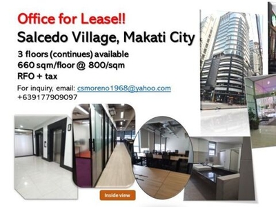 Office For Rent In Salcedo Village, Makati