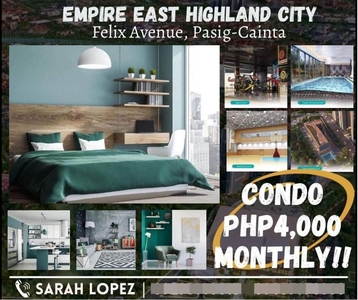 Php4,000 M.A Non Vat Studio Type Condo Investment For Sale in Cainta Empire East