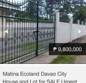 Matina Davao city HOUSE AND LOT FOR SALE Php 9.8M Negotiable